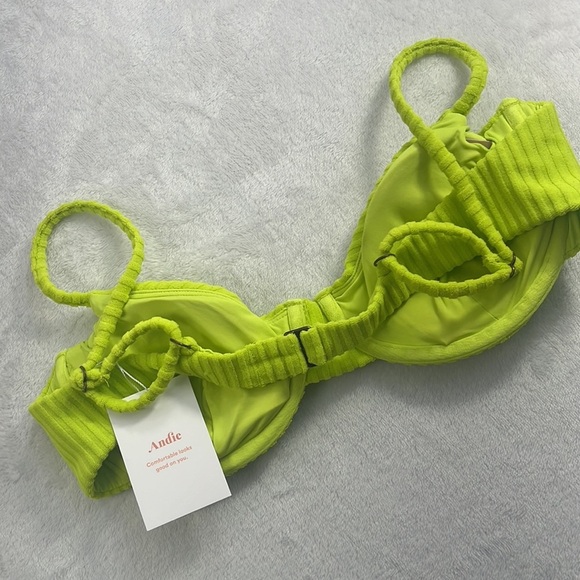 NWT Andie M, XXXL Lime Green The Bermuda Top Terry‎ Cloth Bikini Top NELM - Picture 4 of 16